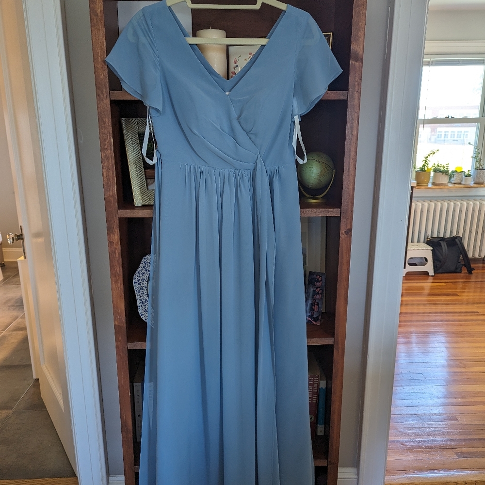 Revelry Harper chiffon dress in French blue